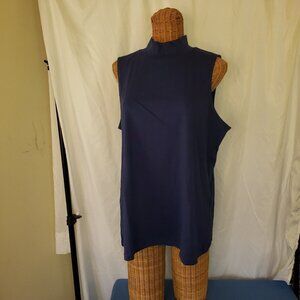 Isaac Mizrahi Live! Blue Sleeveless Turtleneck - Size 1XL